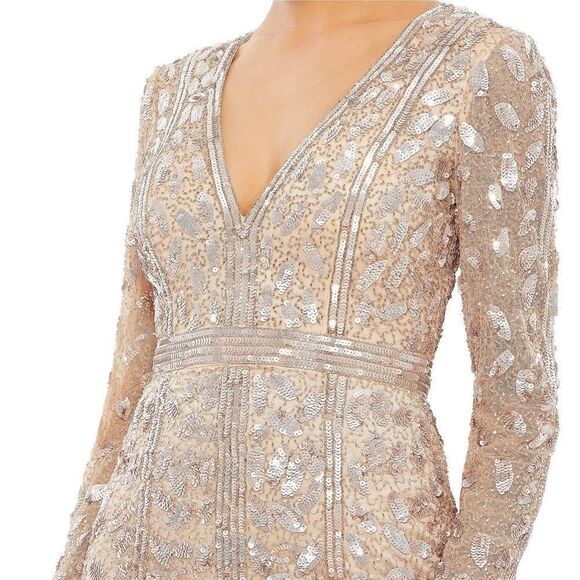 Mac Duggal 5002 Womens EMBELLISHED FRONT SLIT LONG SLEEVE GOWN - Picture 4 of 16